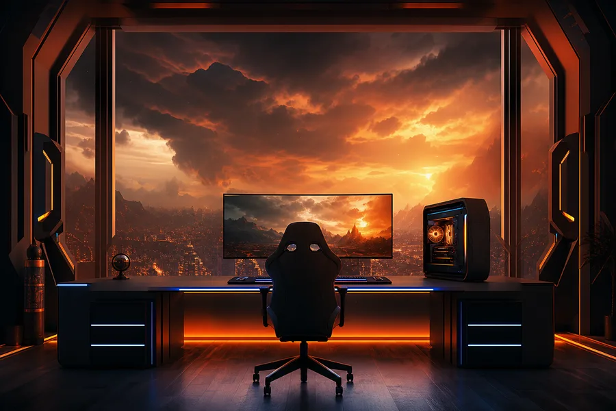 Futuristic Gaming Setup With RGB Lighting Gaming Wallpaper 1 4K 5