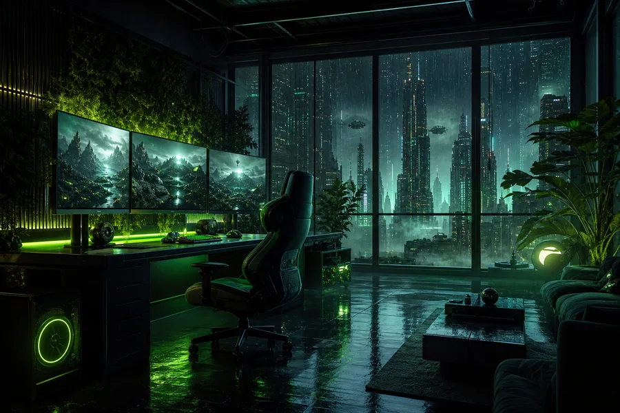 Futuristic Gaming Setup With RGB Lighting Gaming Wallpaper 11 4K 4