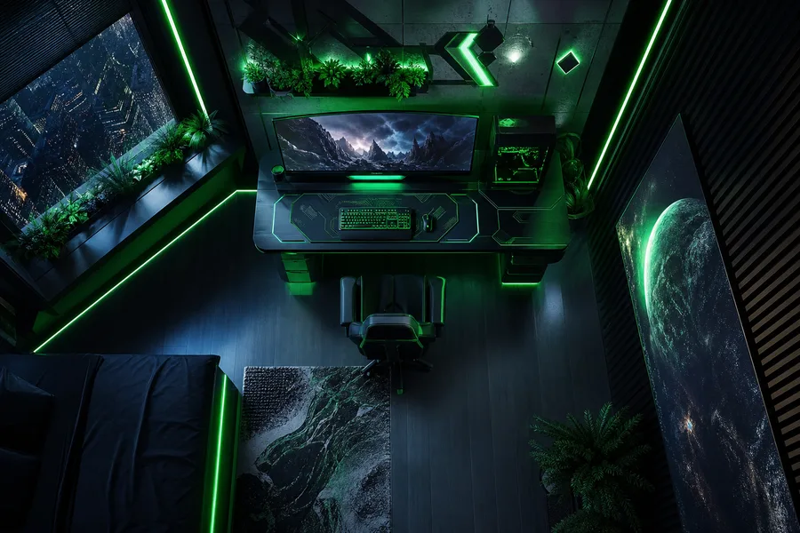 Futuristic Gaming Setup With RGB Lighting Gaming Wallpaper 11 4K 5