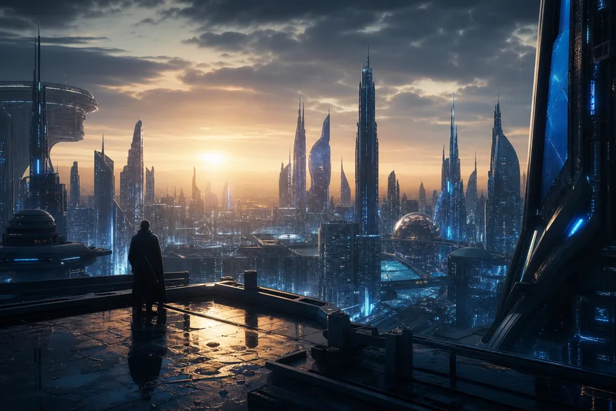 Futuristic Rooftop City View Cyberpunk Wallpaper 9 4K 3