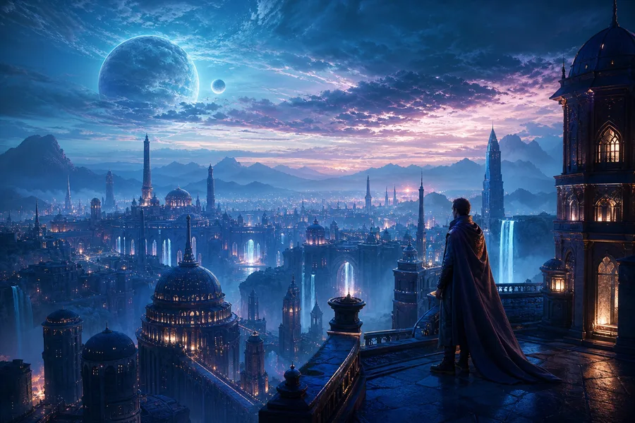 Futuristic Rooftop City View Fantasy Wallpaper 9 4K 3