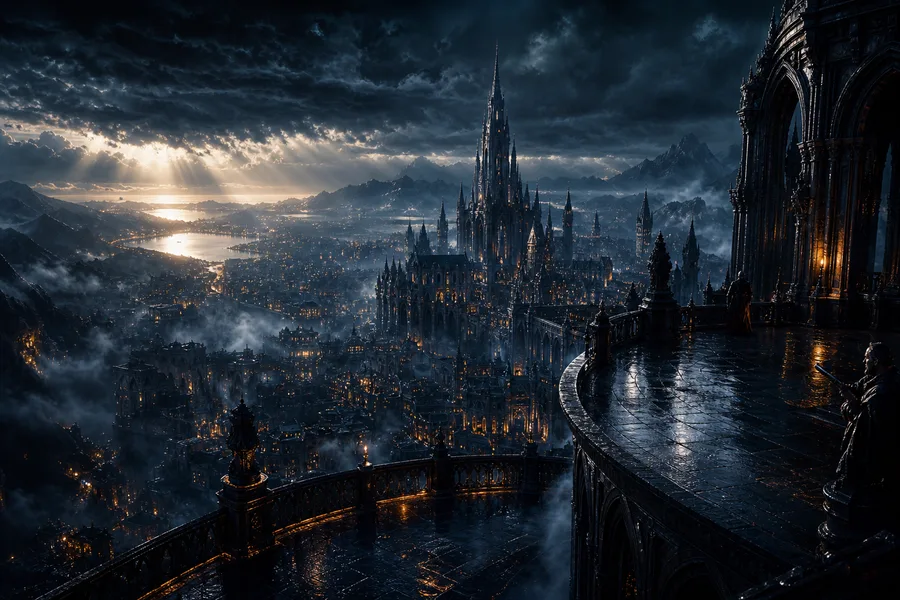 Futuristic Rooftop City View Fantasy Wallpaper 9 4K 4