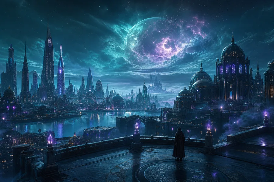 Futuristic Rooftop City View Fantasy Wallpaper 9 4K 7