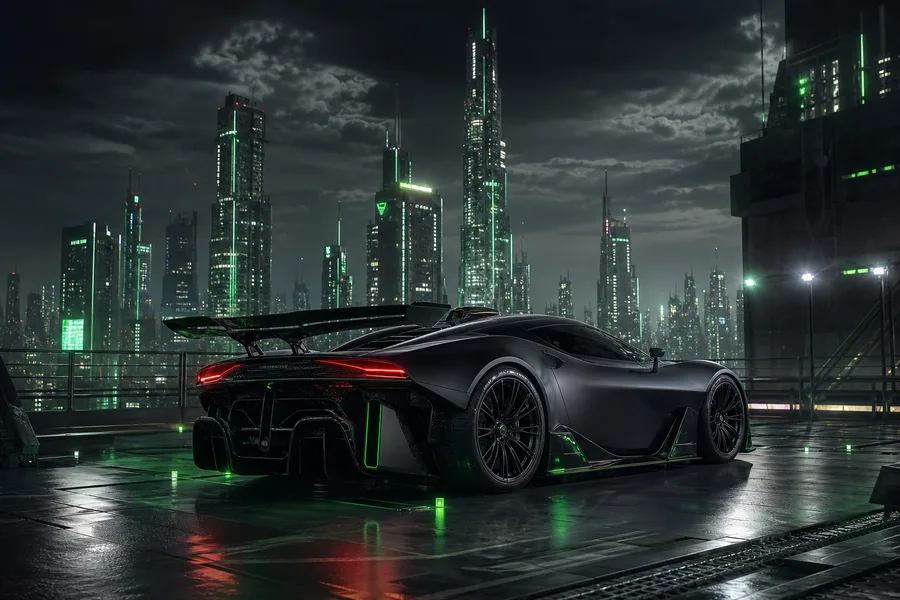 Futuristic Rooftop City View Supercars Wallpaper 9 4K 2