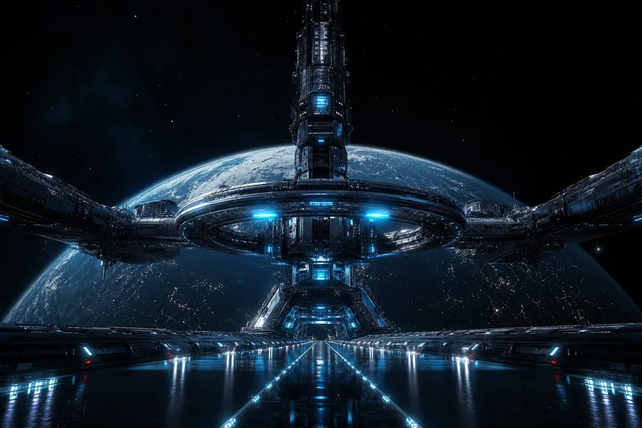 Futuristic Space Station Deep Space Cinematic Wallpaper Movie Wallpaper  3 4K