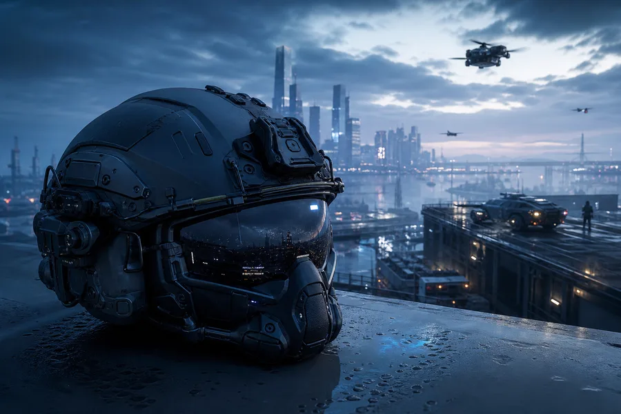 Futuristic Tactical Helmet Closeup Military Wallpaper  4 4K