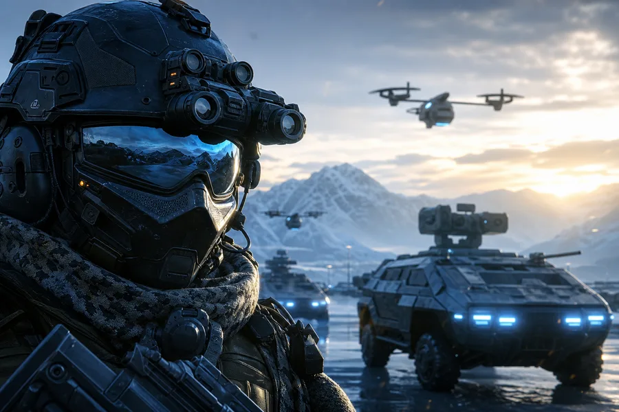 Futuristic Tactical Helmet Closeup Military Wallpaper 4 4K 3