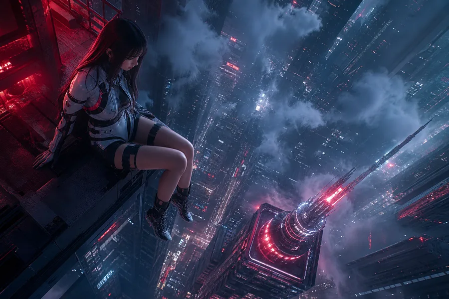 Futuristic Tokyo Street At Night Ai-Girls Wallpaper 2 4K 4