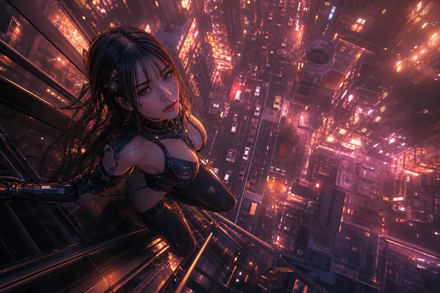 Futuristic Tokyo Street At Night Ai-Girls Wallpaper 2 4K 5