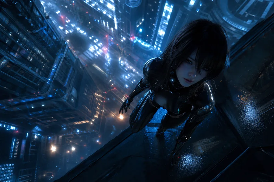 Futuristic Tokyo Street At Night Ai-Girls Wallpaper 2 4K