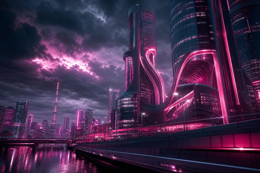 Futuristic Tokyo Street At Night Architecture Wallpaper  2 4K