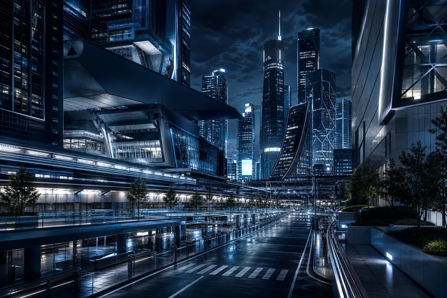 Futuristic Tokyo Street At Night Architecture Wallpaper 2 4K 2