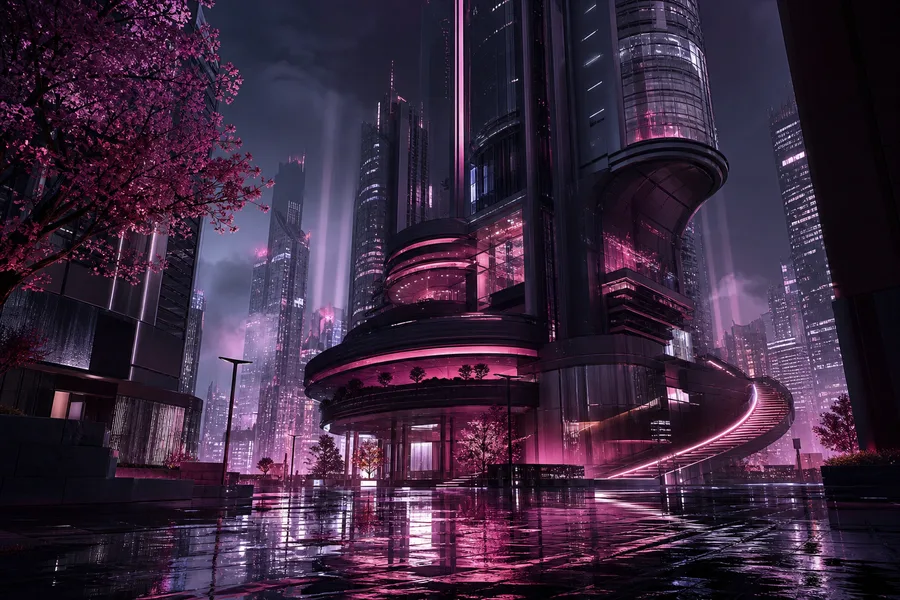 Futuristic Tokyo Street At Night Architecture Wallpaper 2 4K 4