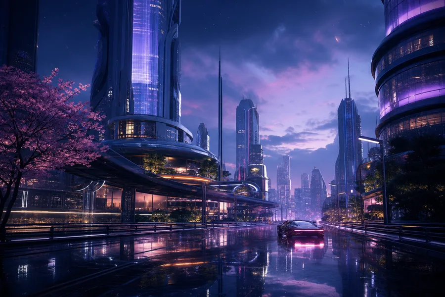 Futuristic Tokyo Street At Night Architecture Wallpaper 2 4K 6