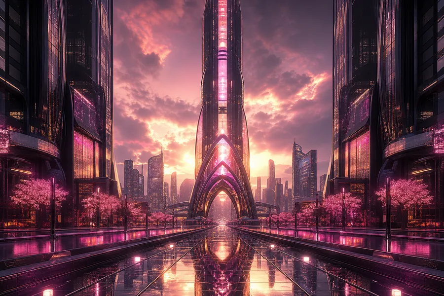 Futuristic Tokyo Street At Night Architecture Wallpaper  2 4K