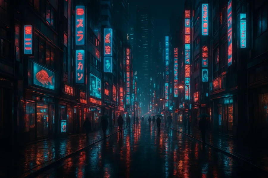 Futuristic Tokyo Street At Night Cyberpunk Wallpaper 2 4K