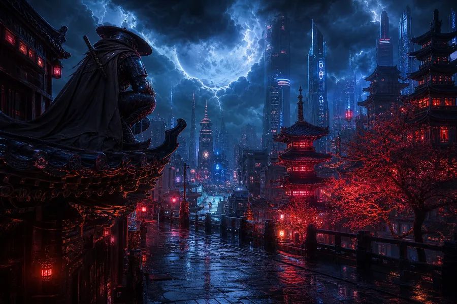 Futuristic Tokyo Street At Night Fantasy Wallpaper 2 4K 2