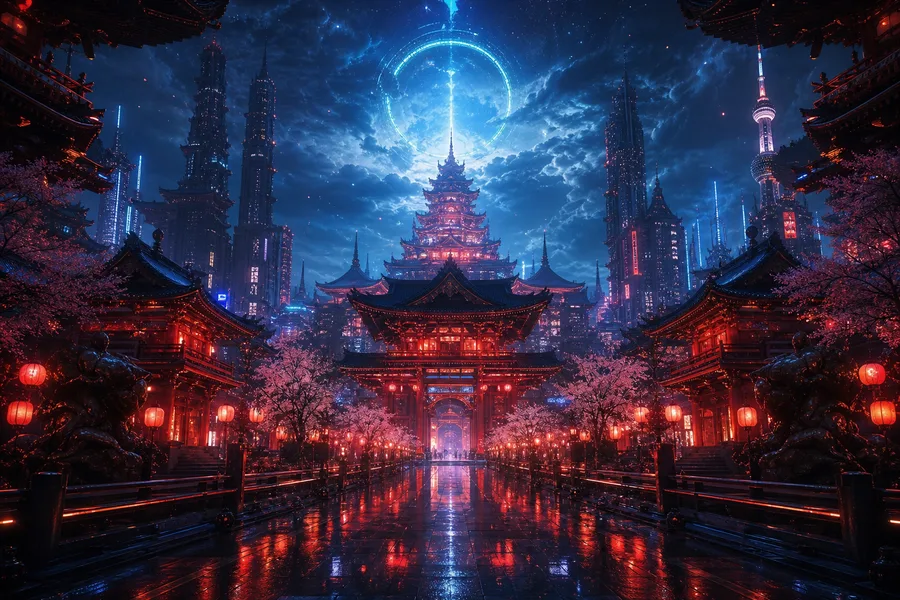 Futuristic Tokyo Street At Night Fantasy Wallpaper 2 4K 7