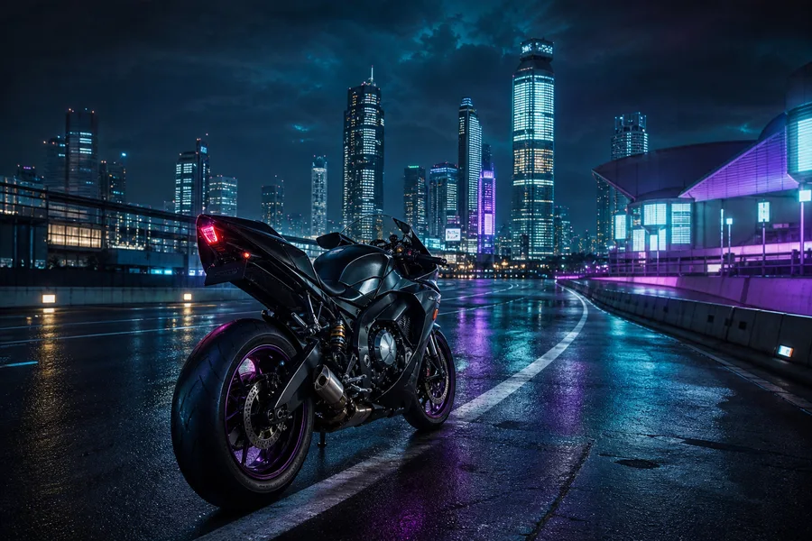 Futuristic Tokyo Street At Night Motorcycles Wallpaper 2 4K 2