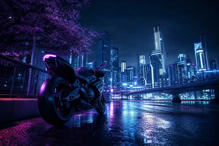 Futuristic Tokyo Street At Night Motorcycles Wallpaper 2 4K 4
