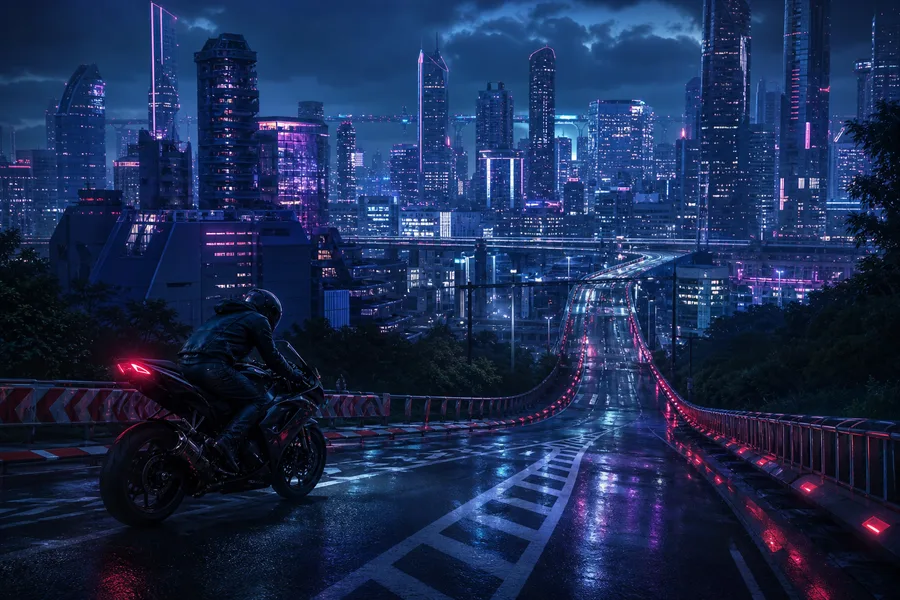 Futuristic Tokyo Street At Night Motorcycles Wallpaper  2 4K