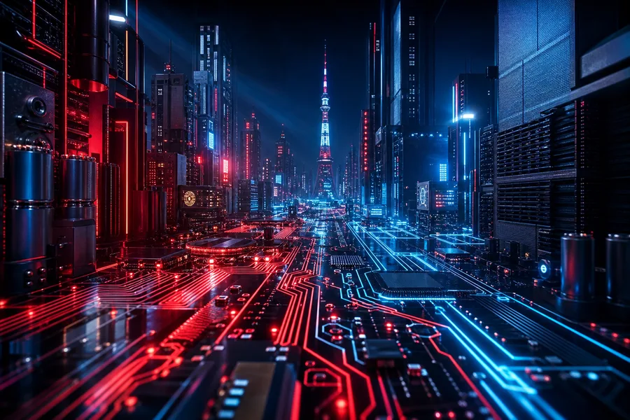Futuristic Tokyo Street At Night Pcb-Design Wallpaper  2 4K