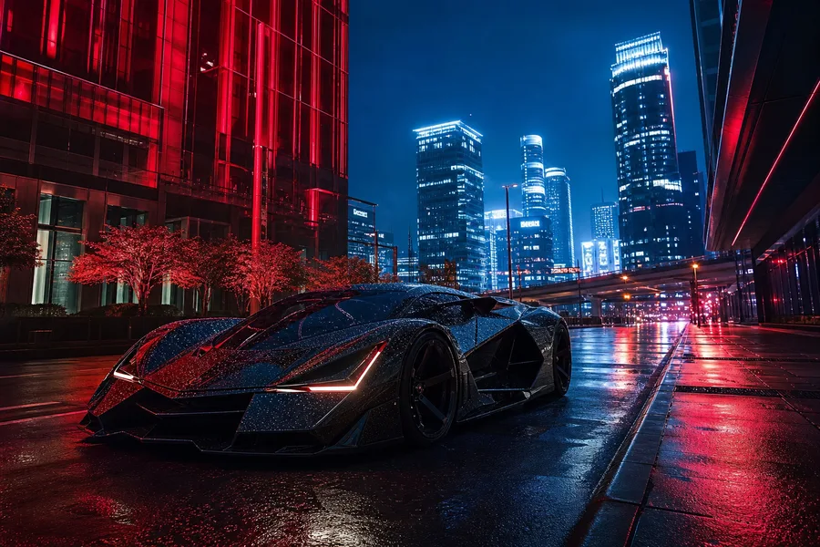 Futuristic Tokyo Street At Night Supercars Wallpaper 2 4K 2