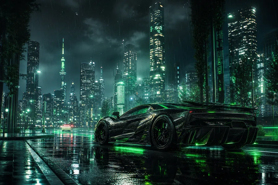 Futuristic Tokyo Street At Night Supercars Wallpaper  2 4K