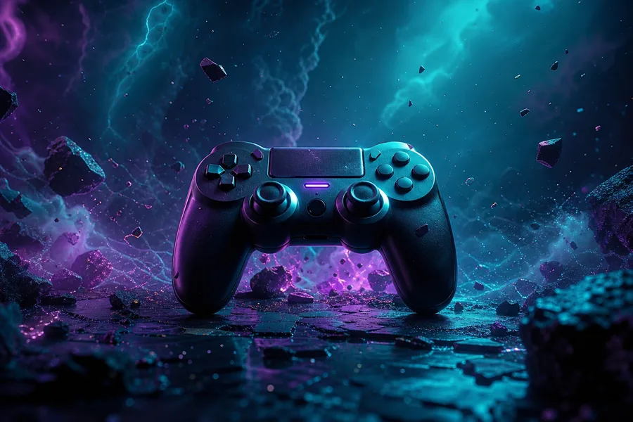 Gaming Controller On Dark Neon Background Gaming Wallpaper 10 4K 11