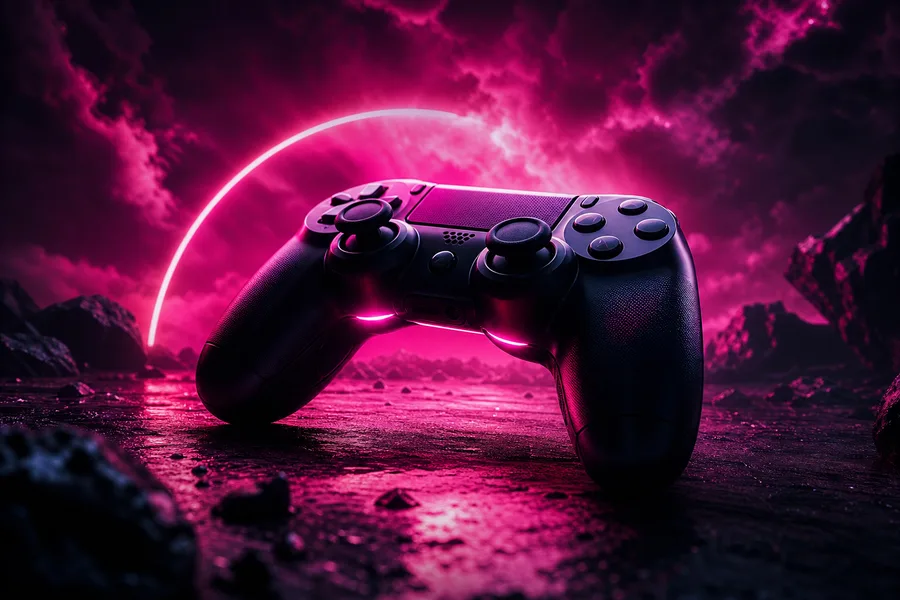 Gaming Controller On Dark Neon Background Gaming Wallpaper 10 4K 15