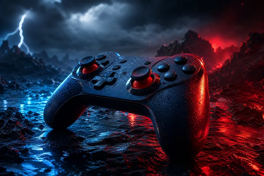 Gaming Controller On Dark Neon Background Gaming Wallpaper 10 4K 2
