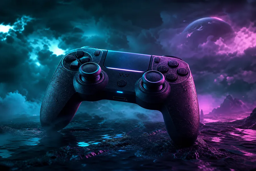 Gaming Controller On Dark Neon Background Gaming Wallpaper 10 4K 9