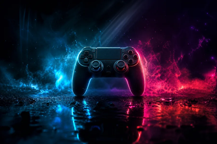 Gaming Controller On Dark Neon Background Gaming Wallpaper 20 4K 2