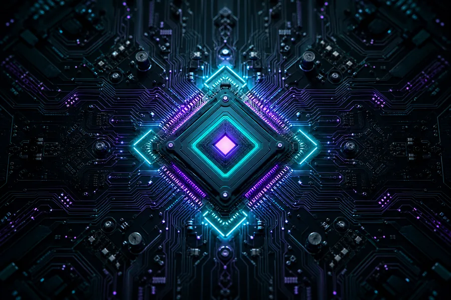 Glowing Microchip On Dark PCB Electronics Wallpaper 2 4K 13