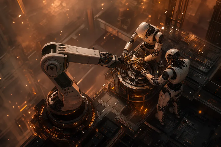 Industrial Robot Arm In Smart Factory Robots Wallpaper  4 4K