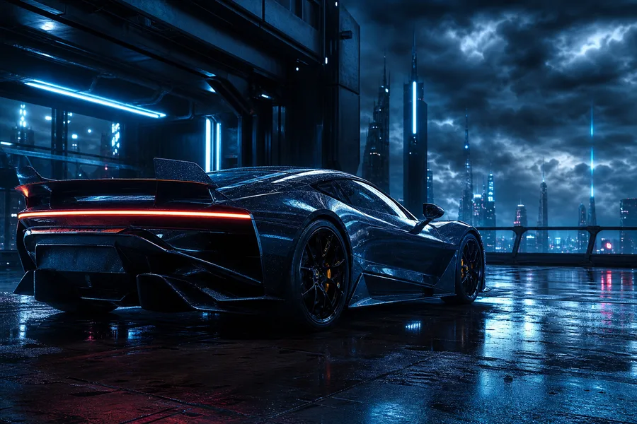 Luxury Supercar In Cyberpunk Garage Cars Wallpaper 3 4K 13