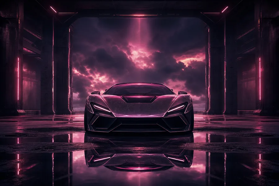 Luxury Supercar In Cyberpunk Garage Cars Wallpaper 3 4K 14