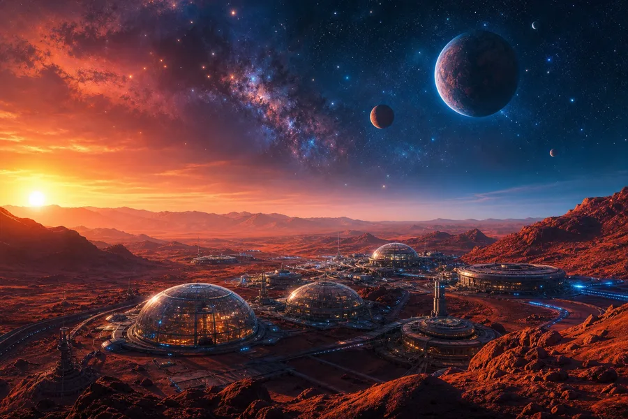 Mars Colony At Sunset Space Wallpaper  4 4K