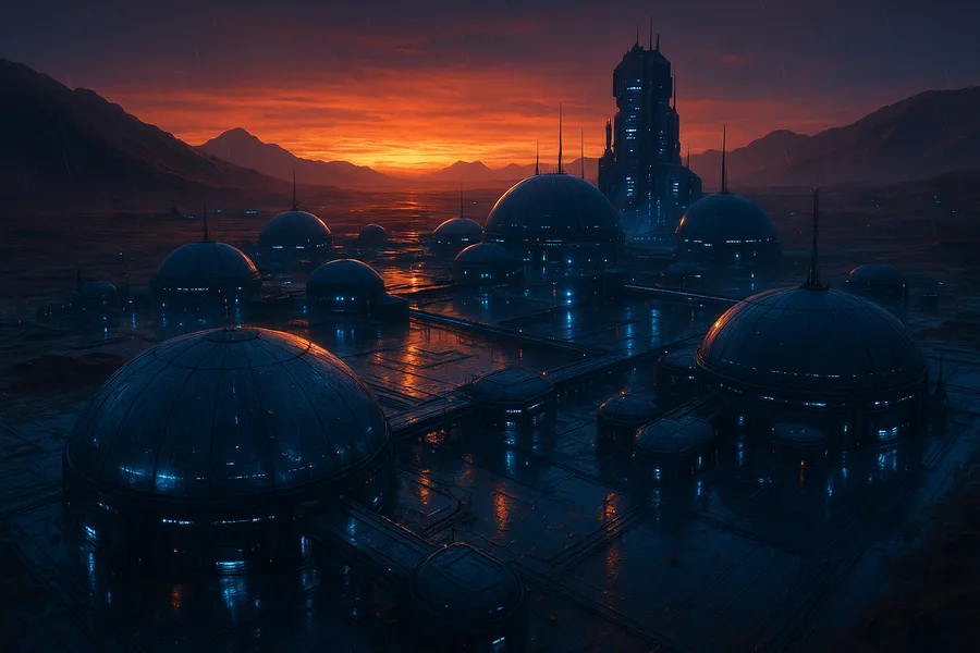 Mars Colony At Sunset Space Wallpaper 4 4K 3