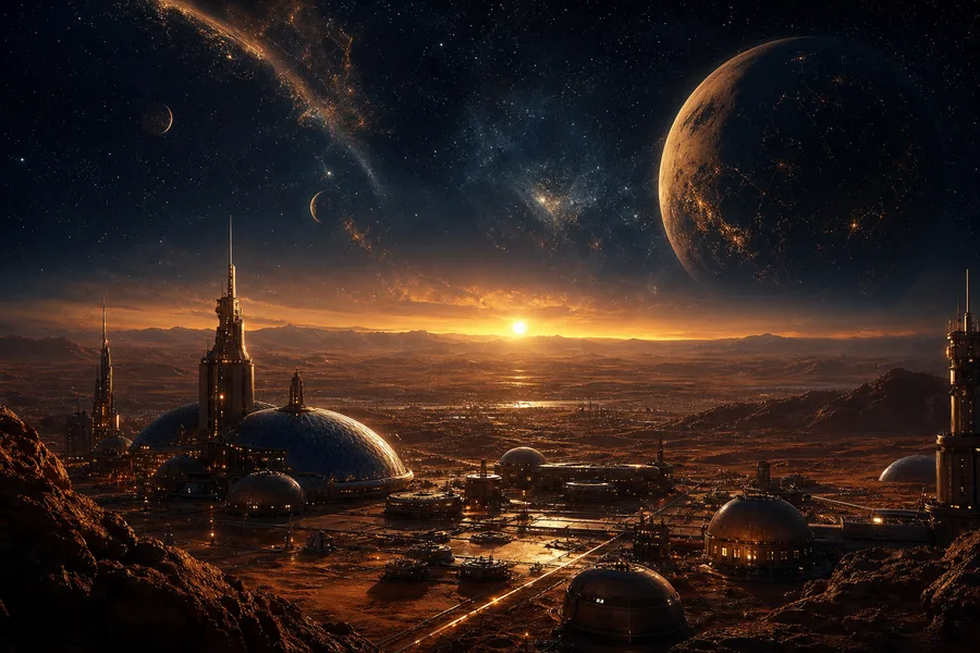 Mars Colony At Sunset Space Wallpaper 4 4K 9