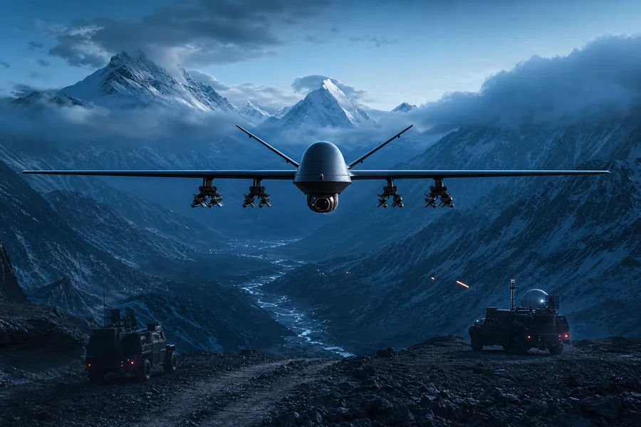 Military Drone Flying Over Mountains Military Wallpaper  2 4K