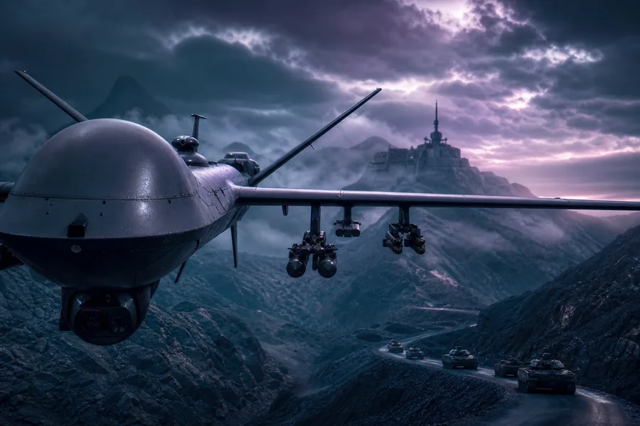Military Drone Flying Over Mountains Military Wallpaper 2 4K 7