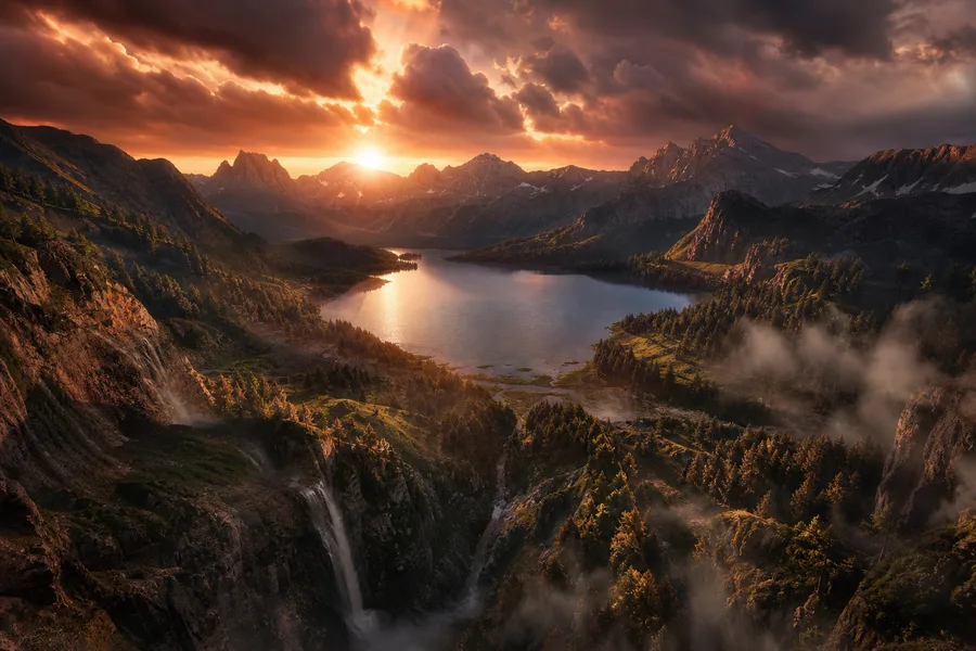 Mountain Lake Sunrise Nature Wallpaper 1 4K 3