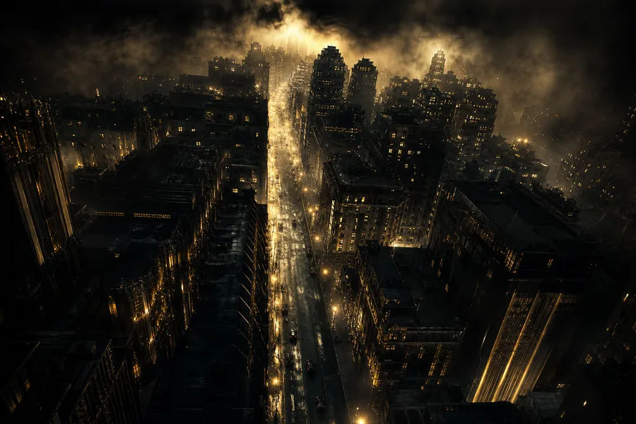 Mysterious Noir City Street With Rain And Dramatic Lighting Movie Wallpaper 4 4K 4