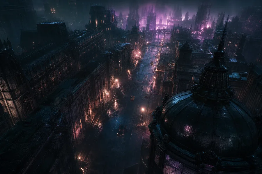 Mysterious Noir City Street With Rain And Dramatic Lighting Movie Wallpaper 4 4K 5