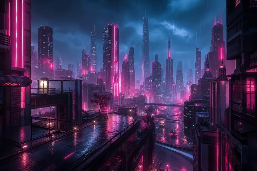 Neon Cyberpunk City In Rain Cyberpunk Wallpaper  1 4K