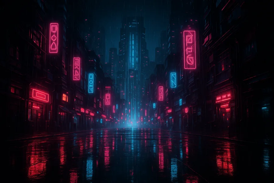 Neon Cyberpunk City In Rain Cyberpunk Wallpaper 1 4K 6