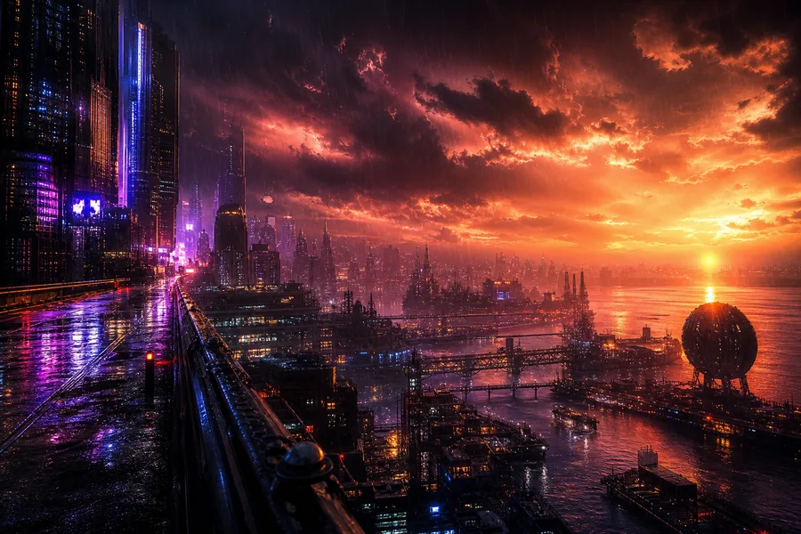 Neon Cyberpunk City In Rain Cyberpunk Wallpaper 1 4K 11