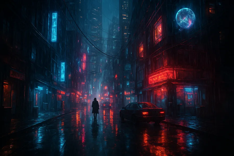 Neon Cyberpunk City In Rain Cyberpunk Wallpaper 1 4K 4