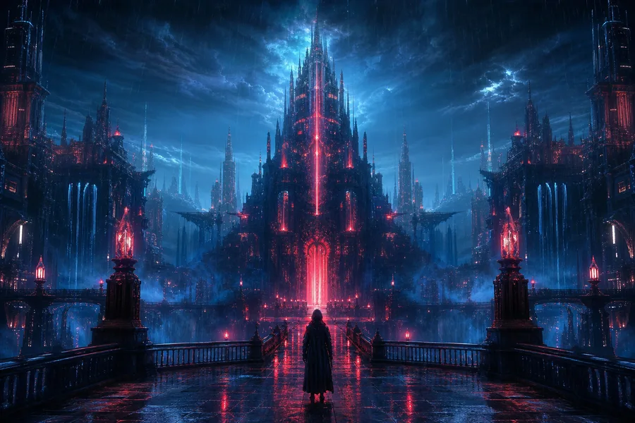 Neon Cyberpunk City In Rain Fantasy Wallpaper 1 4K 6